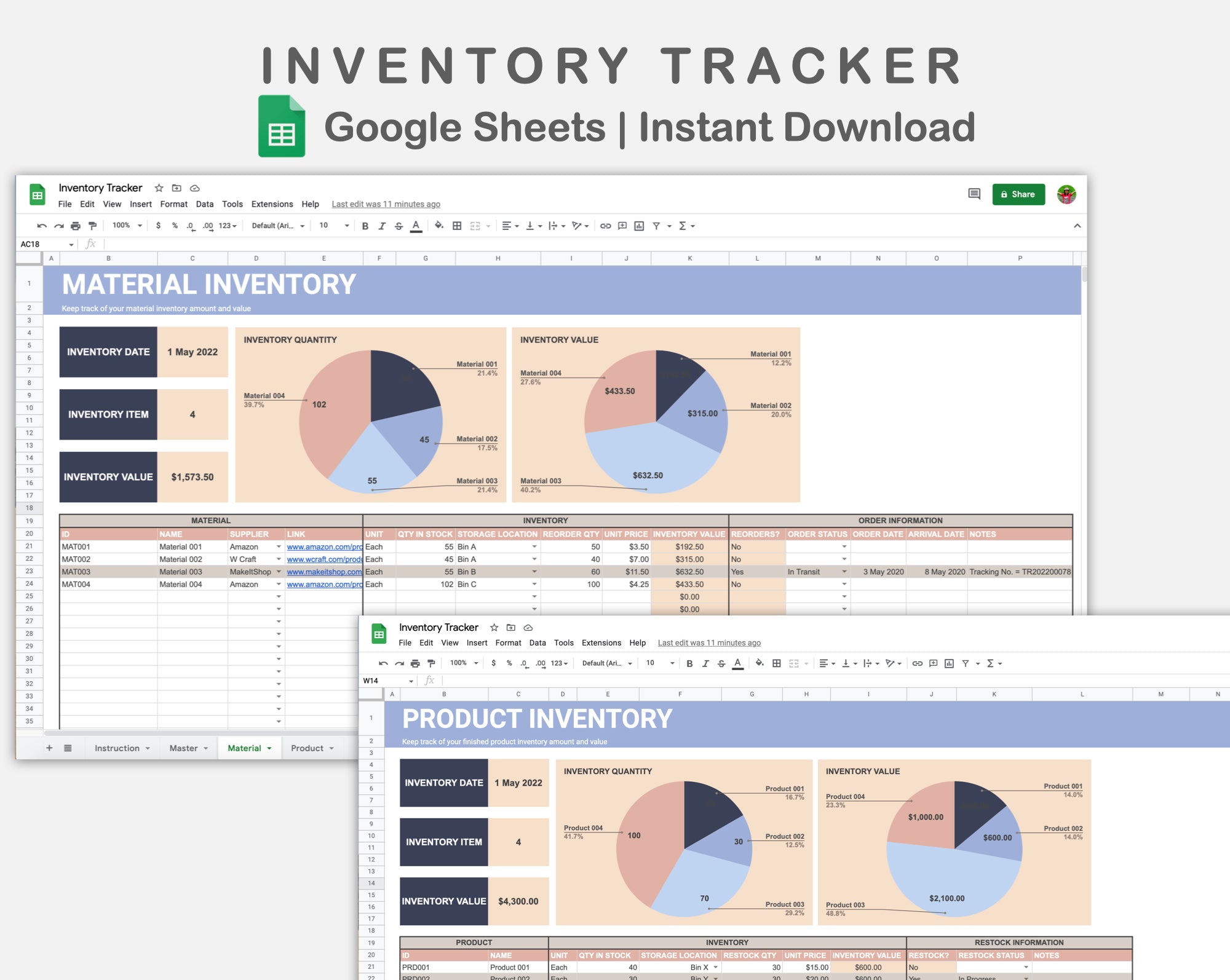 Google Sheets - Inventory Tracker - Sweet – kjunstudio