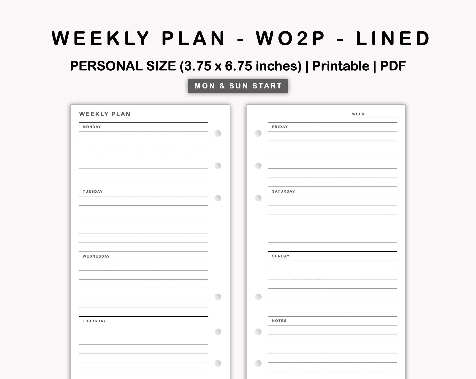 Buy WEEKLY PERSONAL medium WO2P Planner Inserts Refill Online in