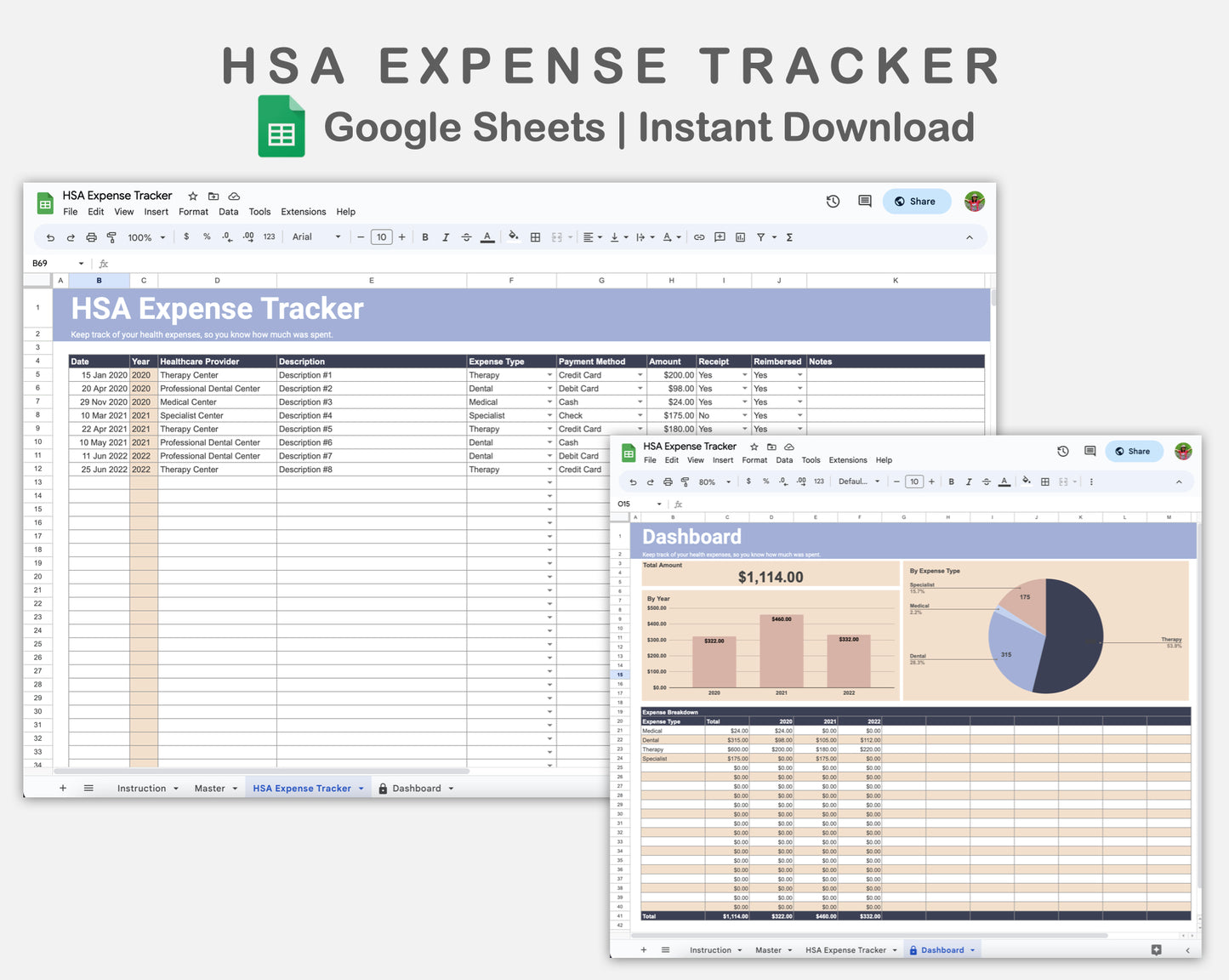 Google Sheets - HSA Expense Tracker - Sweet