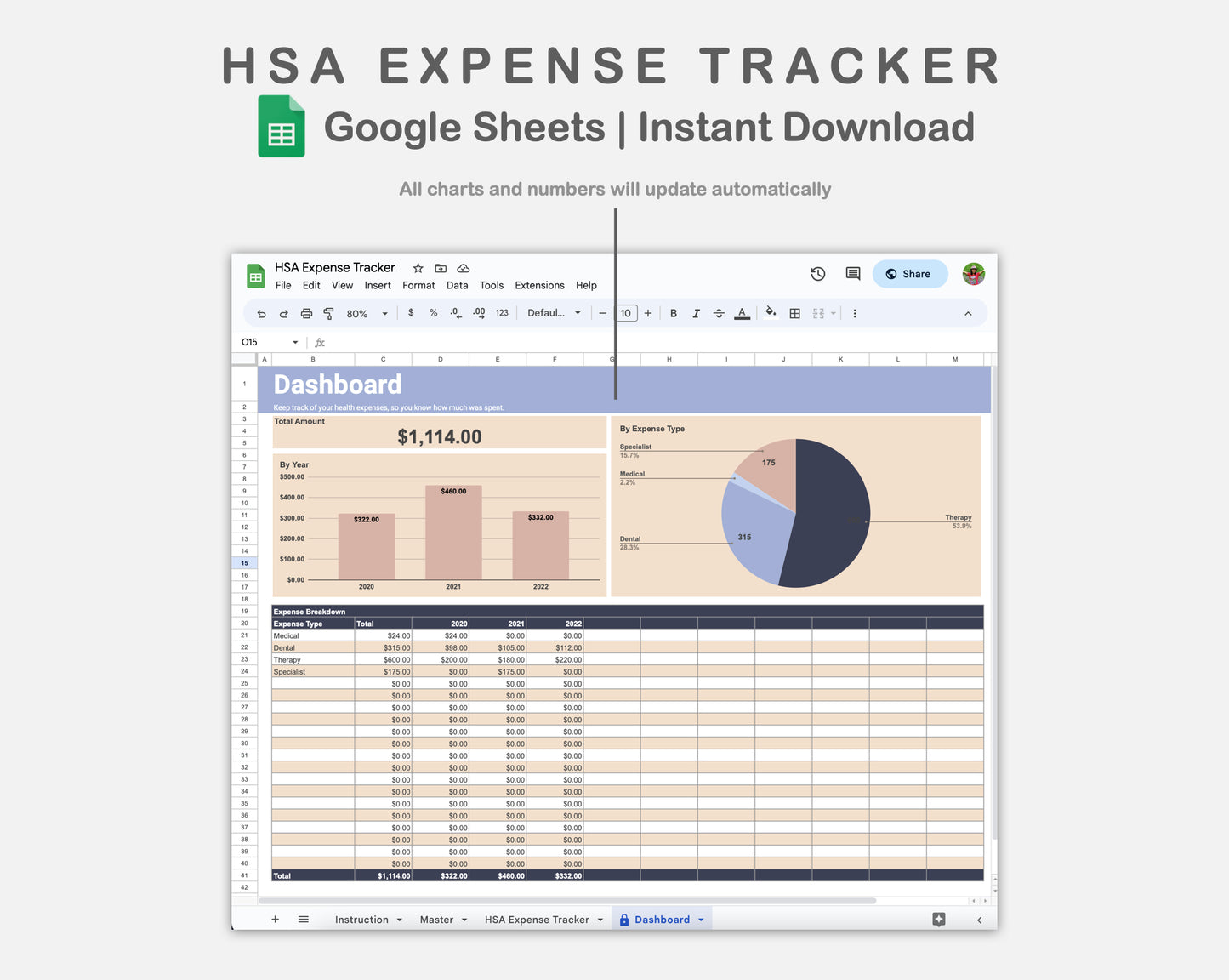 Google Sheets - HSA Expense Tracker - Sweet