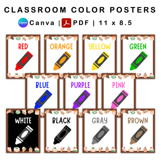 Classroom Color Posters - Pastel Dessert Theme | Editable