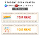 Student Desk Name Plates - Colorful Doodle Theme | Editable