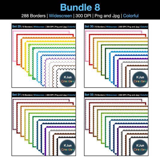 Widescreen Border Clipart Bundle 8 - Colorful Scallop - Google Slides