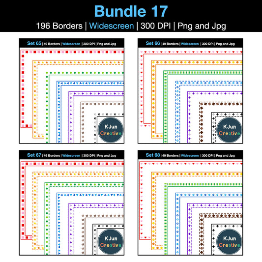 Widescreen Border Clipart Bundle 17 - Colorful - Google Slides and PowerPoint