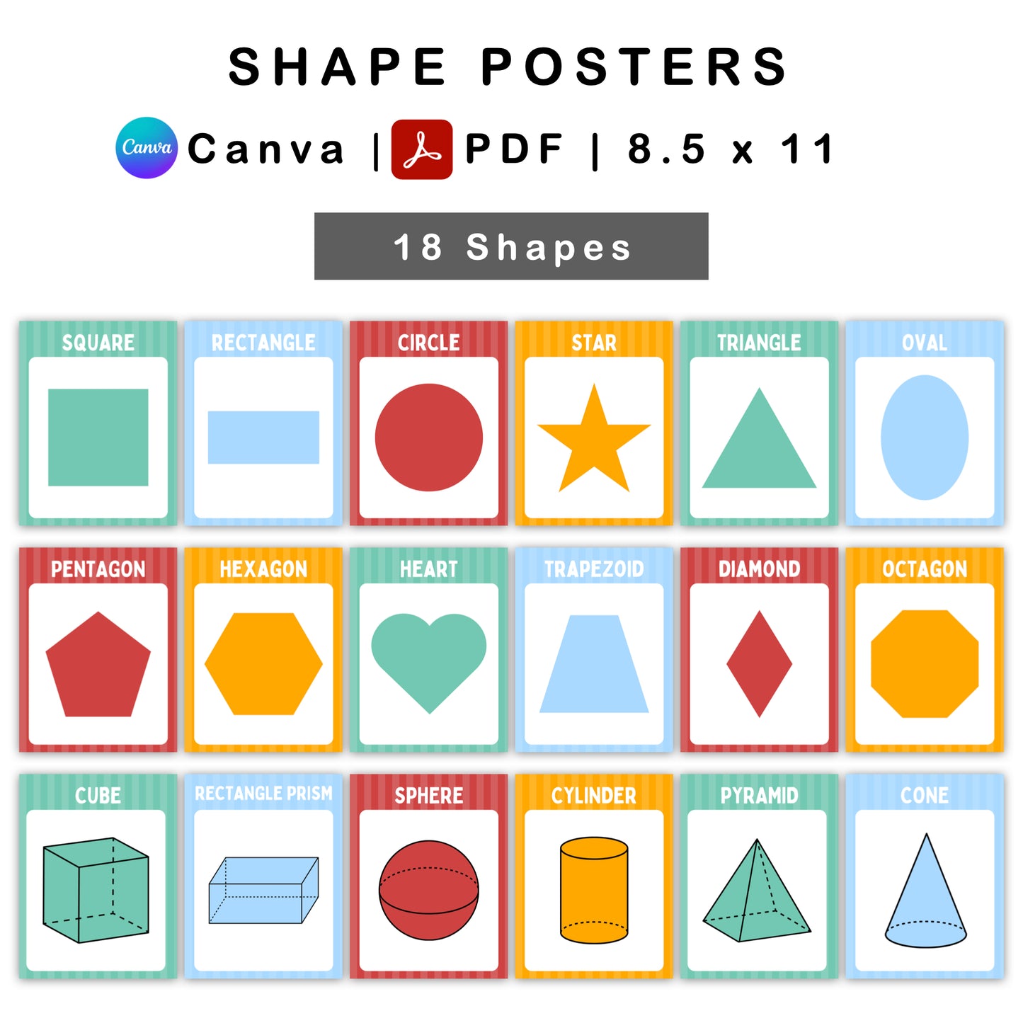 Shape Posters - Colorful Doodle Theme | Editable