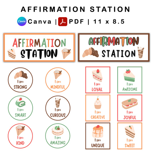 Affirmation Station - Pastel Dessert Theme | Editable