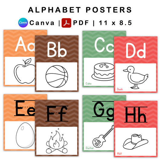 Classroom Alphabet Posters - Pastel Dessert Theme | Editable