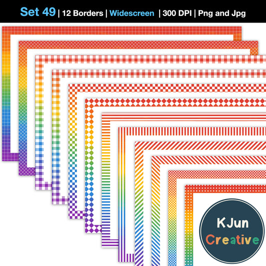 Widescreen Border Clipart Set 49 - Rainbow - Google Slides & PowerPoint