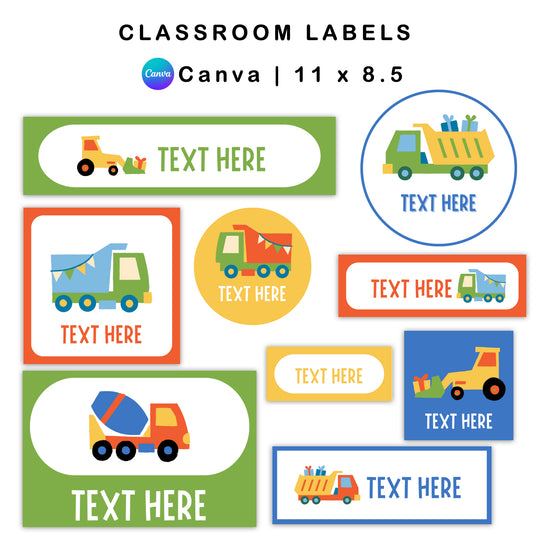 Classroom Labels - Blue Transportation Theme | Editable