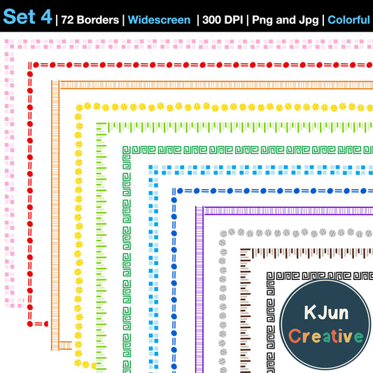 Widescreen Border Clipart Set 4 - Colorful - Google Slides and PowerPoint