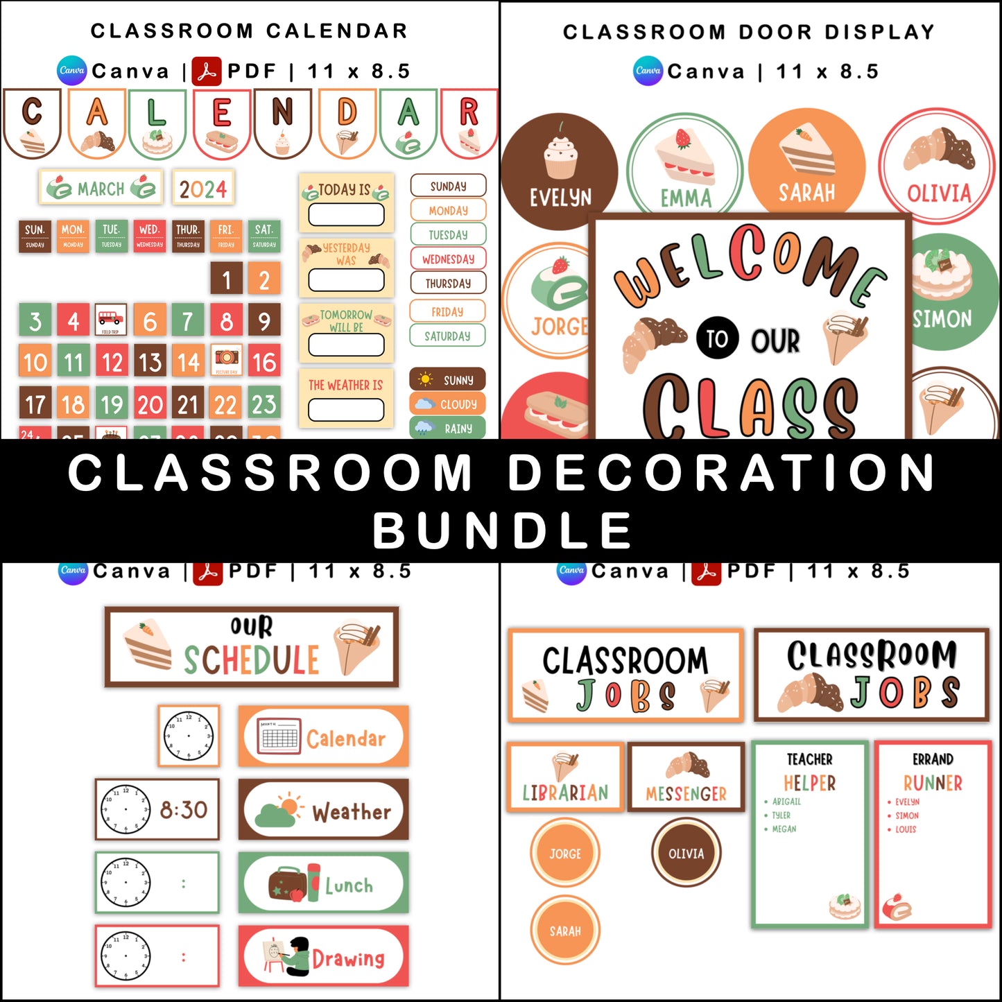 Classroom Decor Bundle - Pastel Dessert Theme | Editable