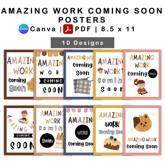 Amazing Work Coming Soon Posters - Brown Bakery Theme | Editable