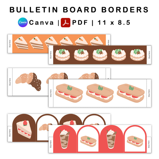 Bulletin Board Borders - Pastel Dessert Theme | Editable