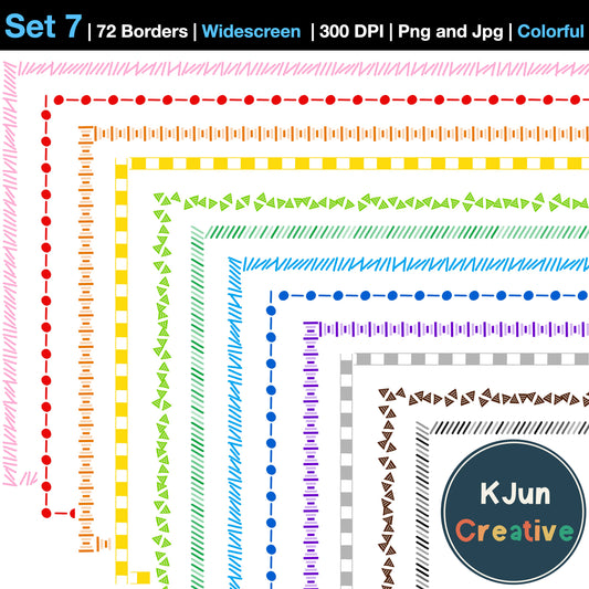 Widescreen Border Clipart Set 7 - Colorful - Google Slides and PowerPoint