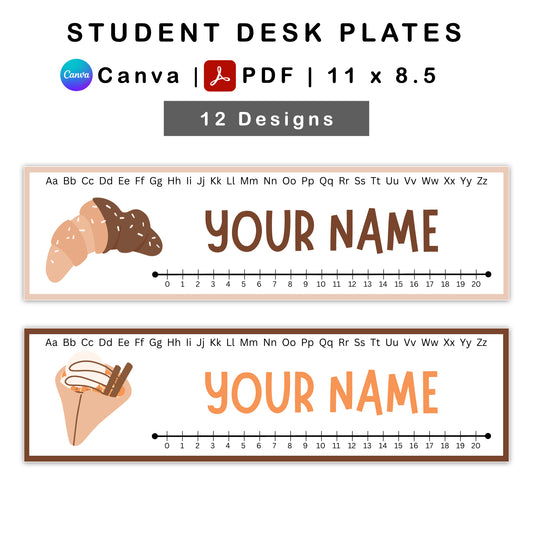 Student Desk Name Plates - Pastel Dessert Theme | Editable