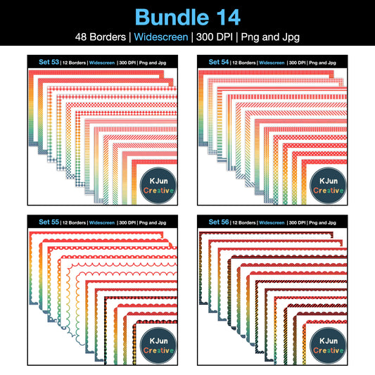 Widescreen Border Clipart Bundle 14 - Vintage Rainbow - Google Slides