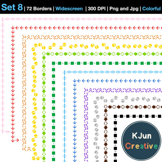 Widescreen Border Clipart Set 8 - Colorful - Google Slides and PowerPoint