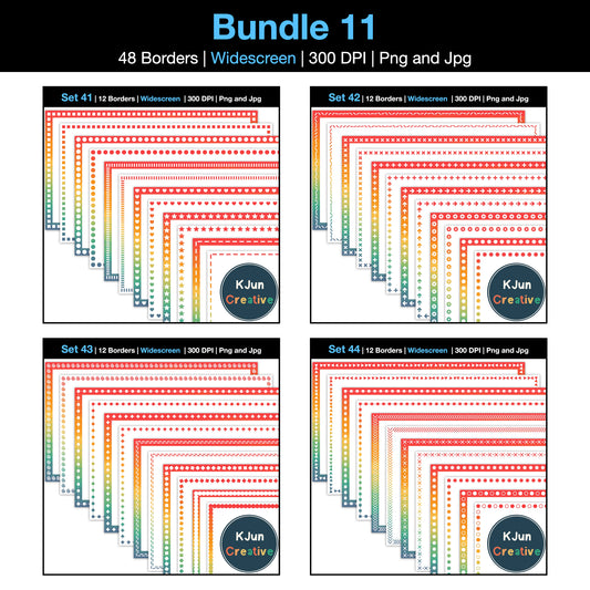 Widescreen Border Clipart Bundle 11 - Vintage Rainbow - Google Slides