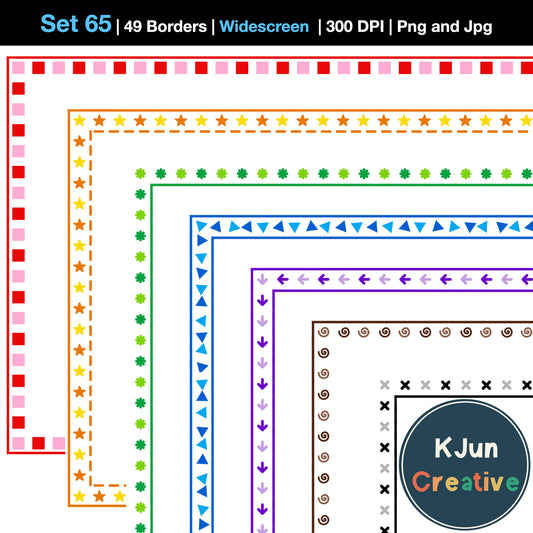 Widescreen Border Clipart Set 65 - Colorful - Google Slides and PowerPoint