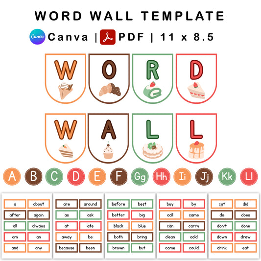 Word Wall Template - Pastel Dessert Theme | Editable