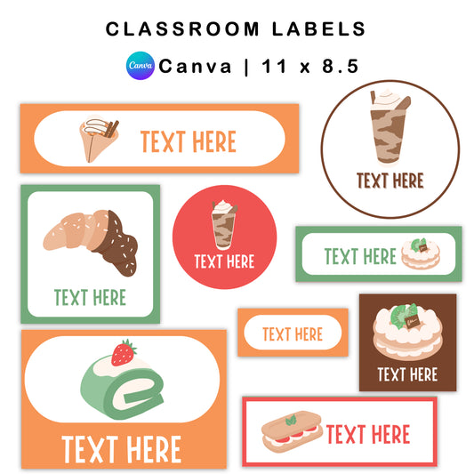 Classroom Labels - Pastel Dessert Theme | Editable