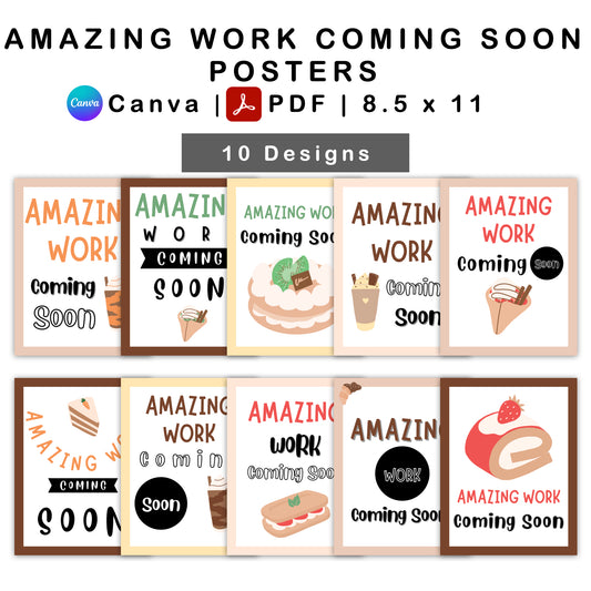 Amazing Work Coming Soon Posters - Pastel Dessert Theme | Editable