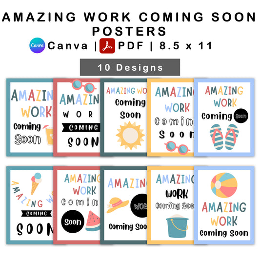 Amazing Work Coming Soon Posters - Tropical Summer Theme | Editable