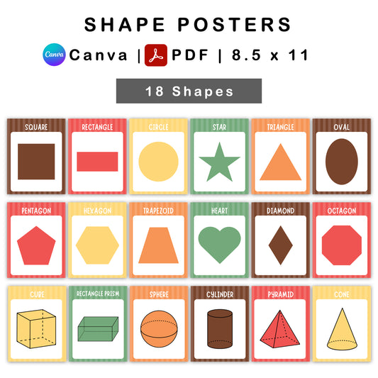 Shape Posters - Pastel Dessert Theme | Editable