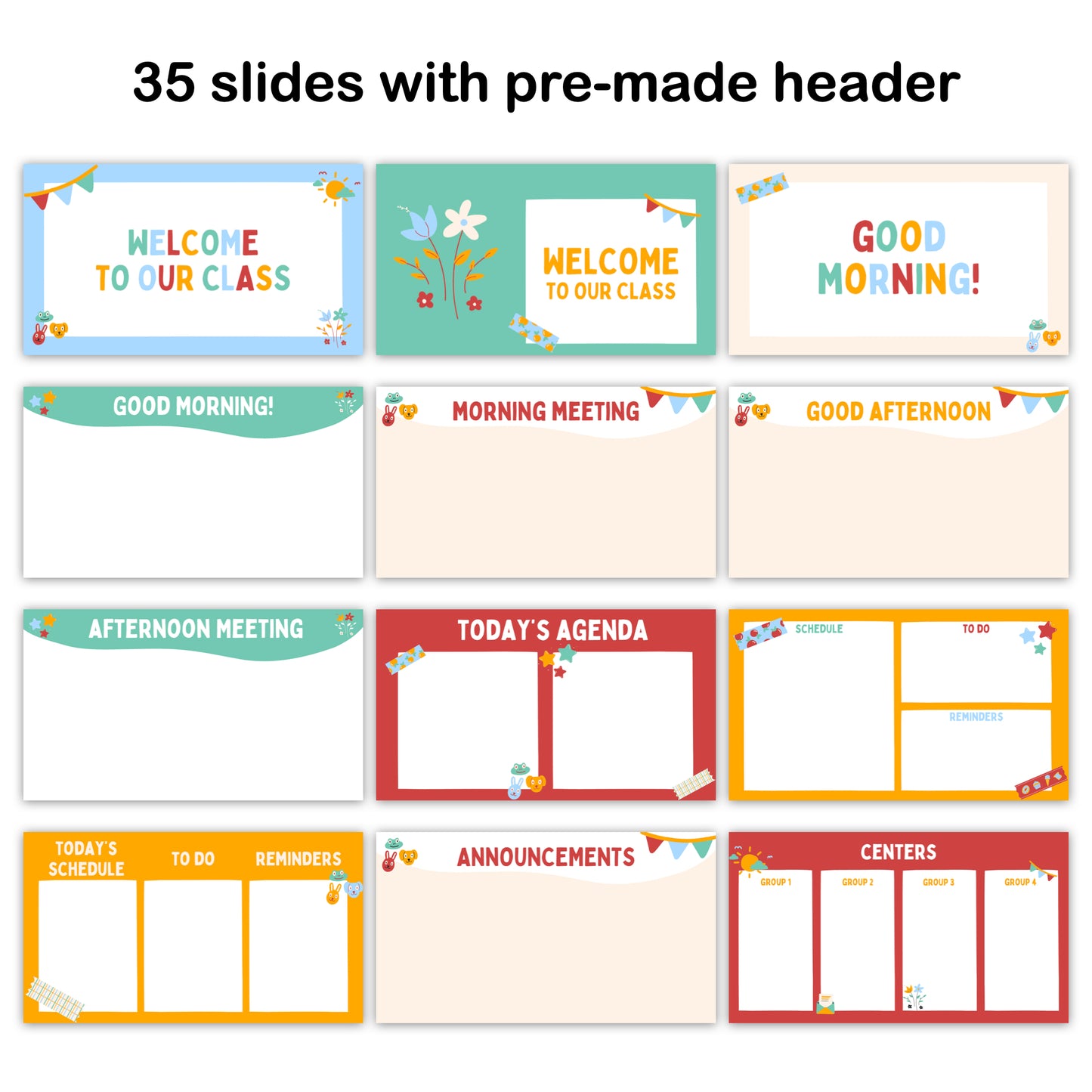 Google Slides Templates Daily Agenda | PowerPoint - Colorful Doodle Theme