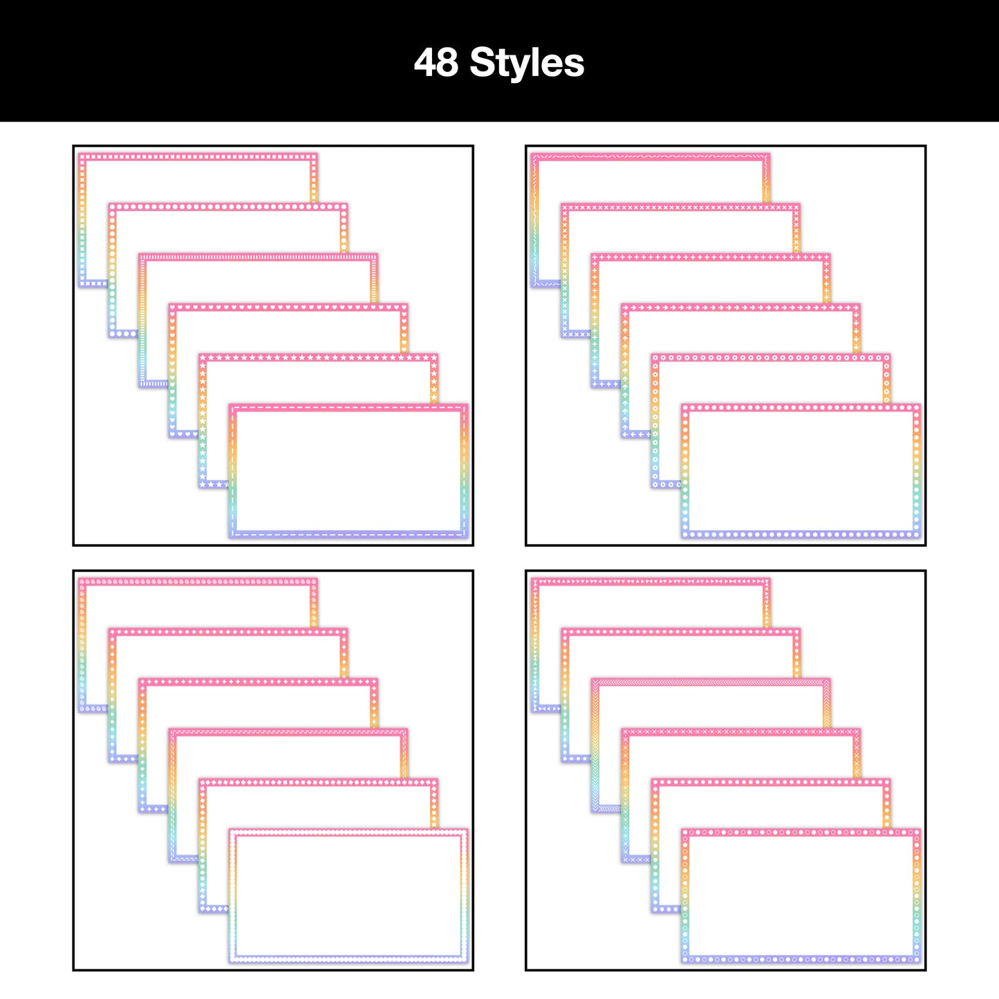 Widescreen Border Clipart Bundle 12 - Pastel Rainbow - Google Slides