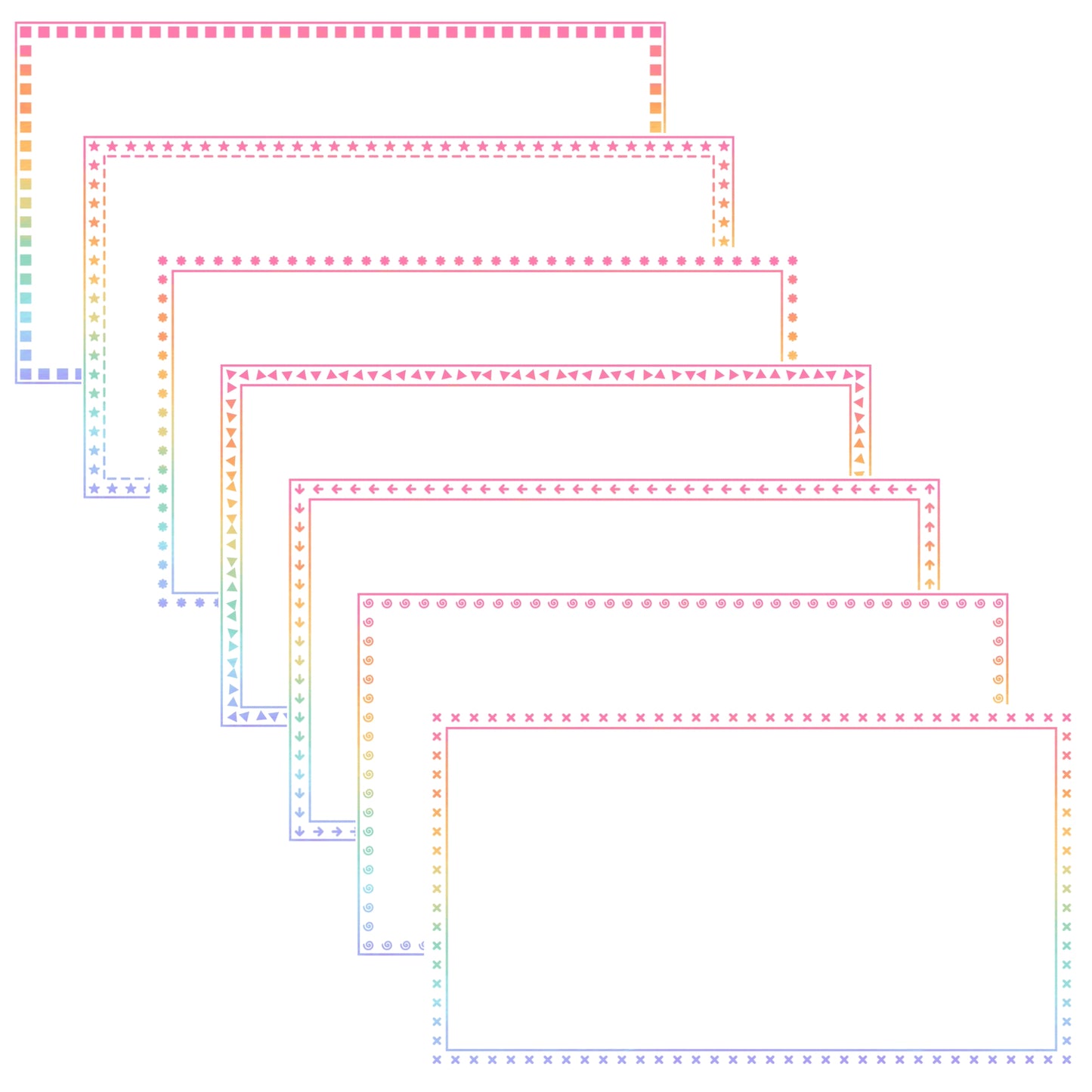 Widescreen Border Clipart Set 79 - Pastel Rainbow - Google Slides & PowerPoint