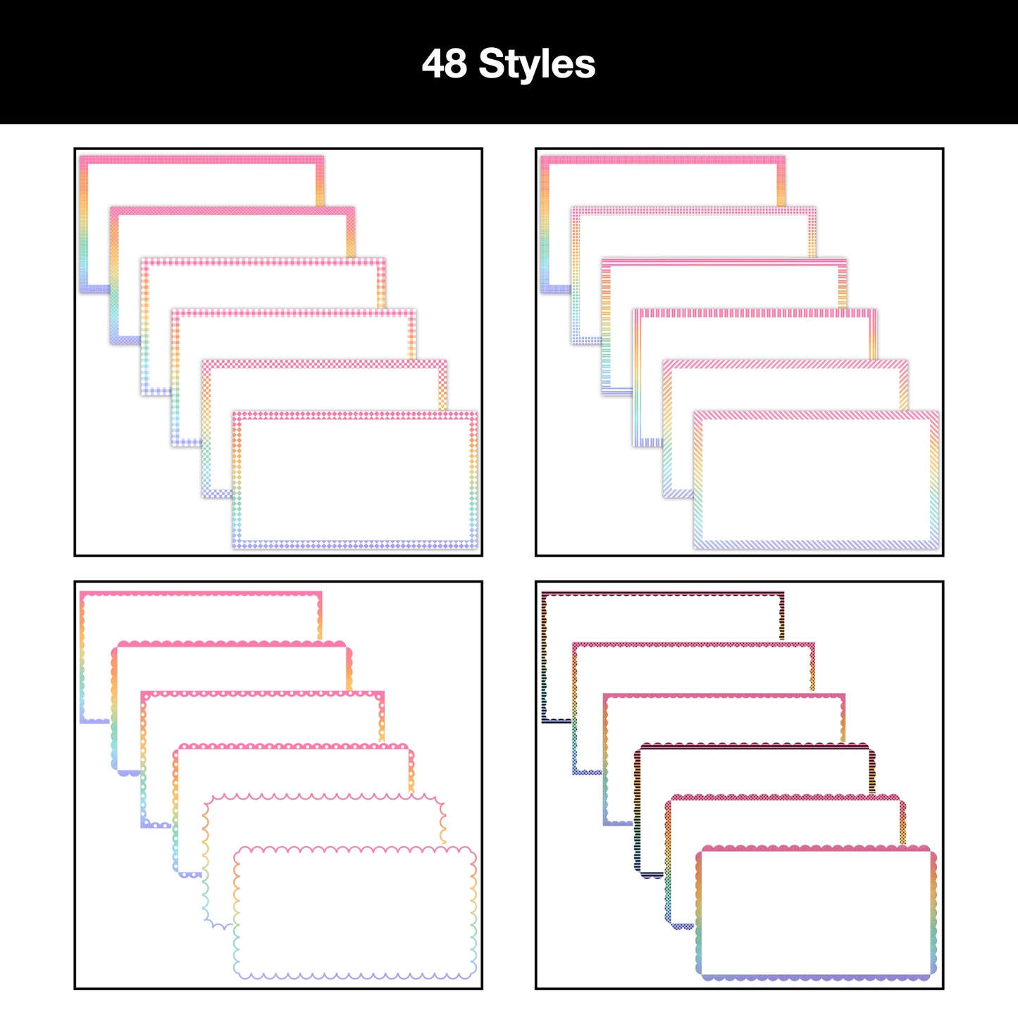 Widescreen Border Clipart Bundle 15 - Pastel Rainbow - Google Slides