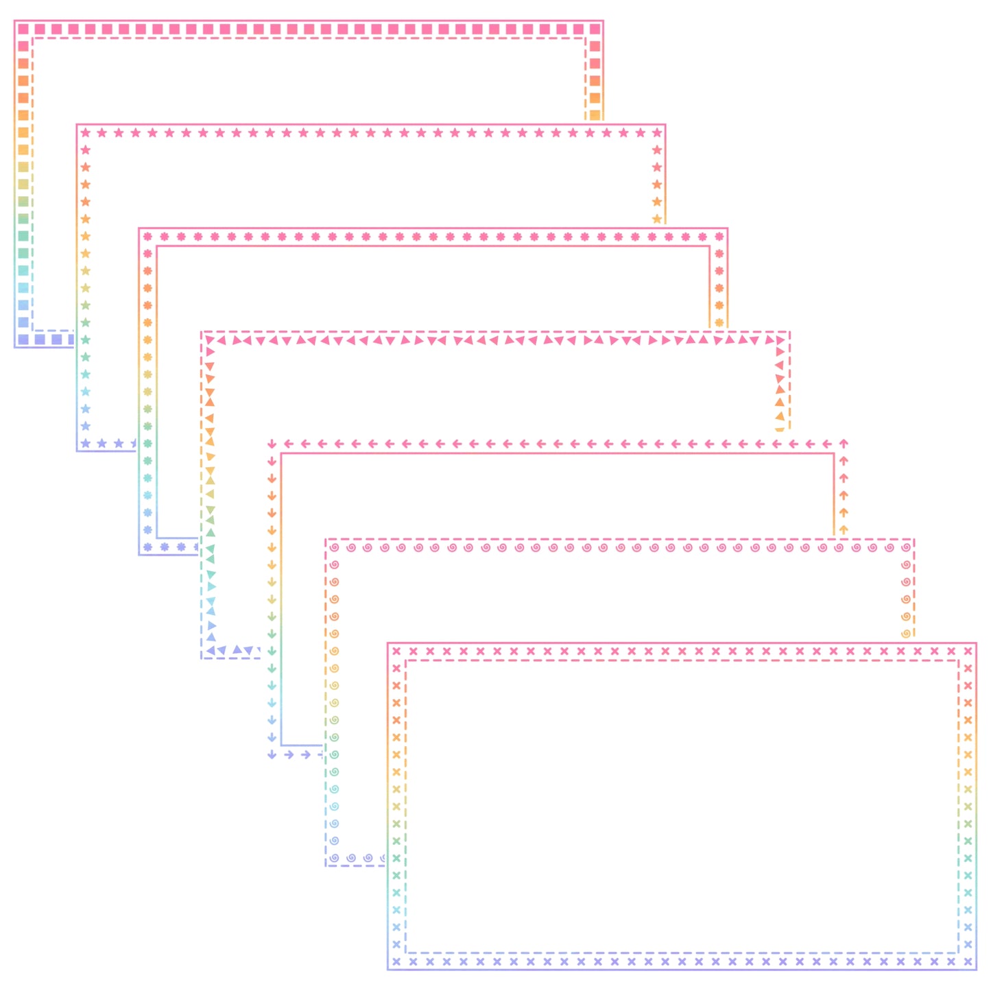 Widescreen Border Clipart Set 77 - Pastel Rainbow - Google Slides & PowerPoint