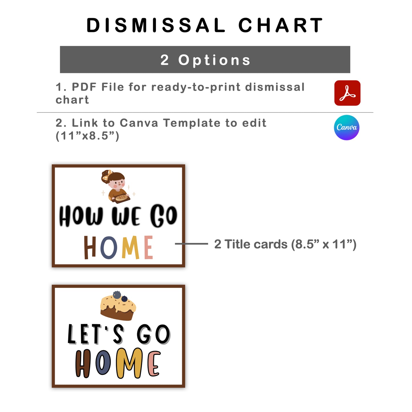 How We Go Home Dismissal Chart - Brown Bakery Theme | Editable