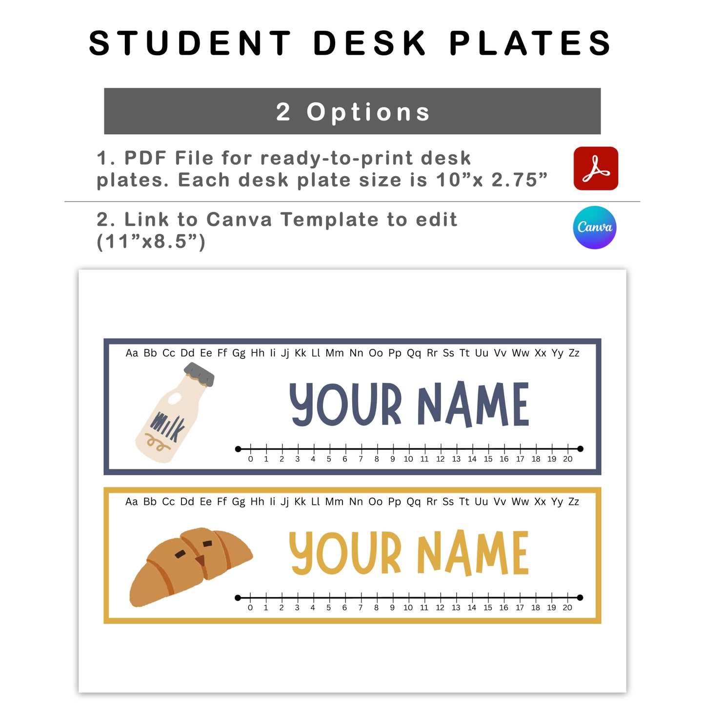 Student Desk Name Plates - Brown Bakery Theme | Editable