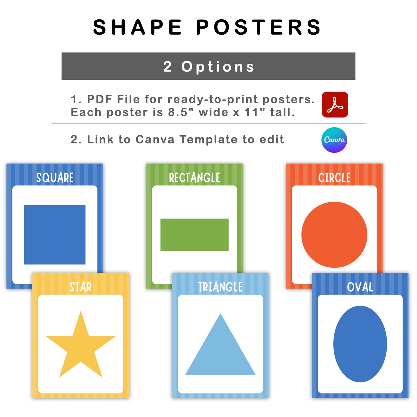Shape Posters - Blue Transportation Theme | Editable