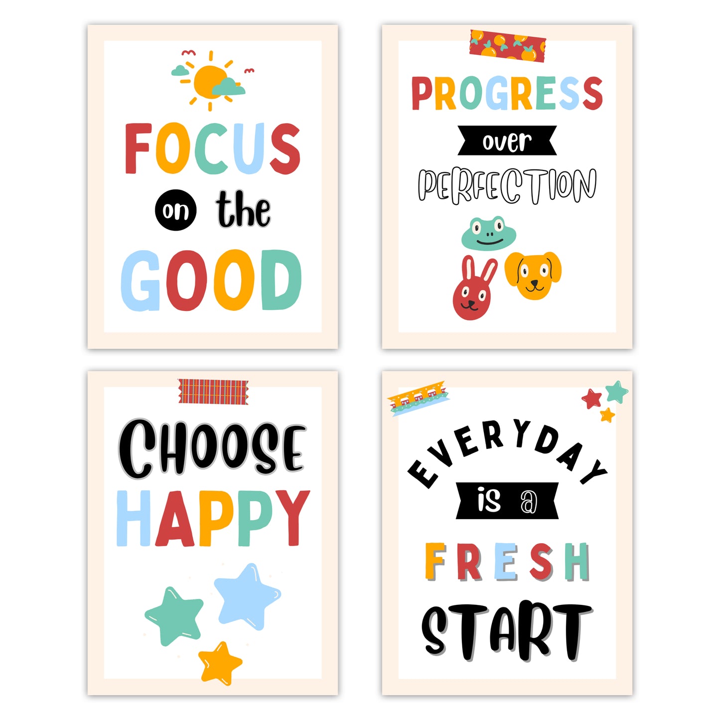 Classroom Quote Posters - Colorful Doodle Theme | Editable