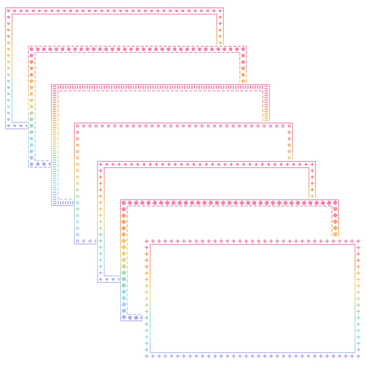 Widescreen Border Clipart Set 77 - Pastel Rainbow - Google Slides & PowerPoint