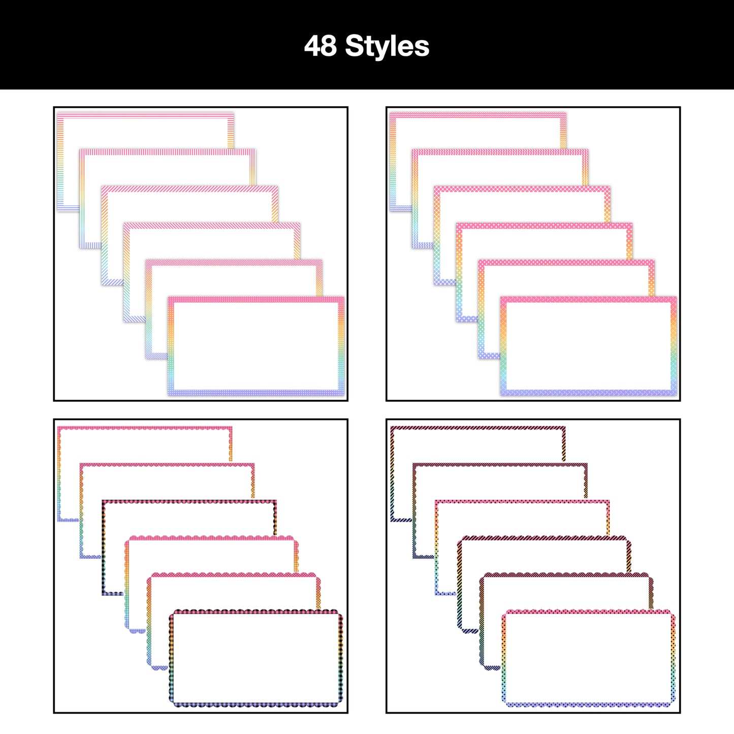 Widescreen Border Clipart Bundle 15 - Pastel Rainbow - Google Slides