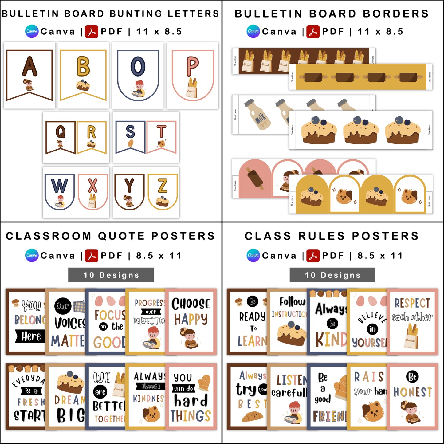 Classroom Decor Bundle - Brown Bakery Theme | Editable