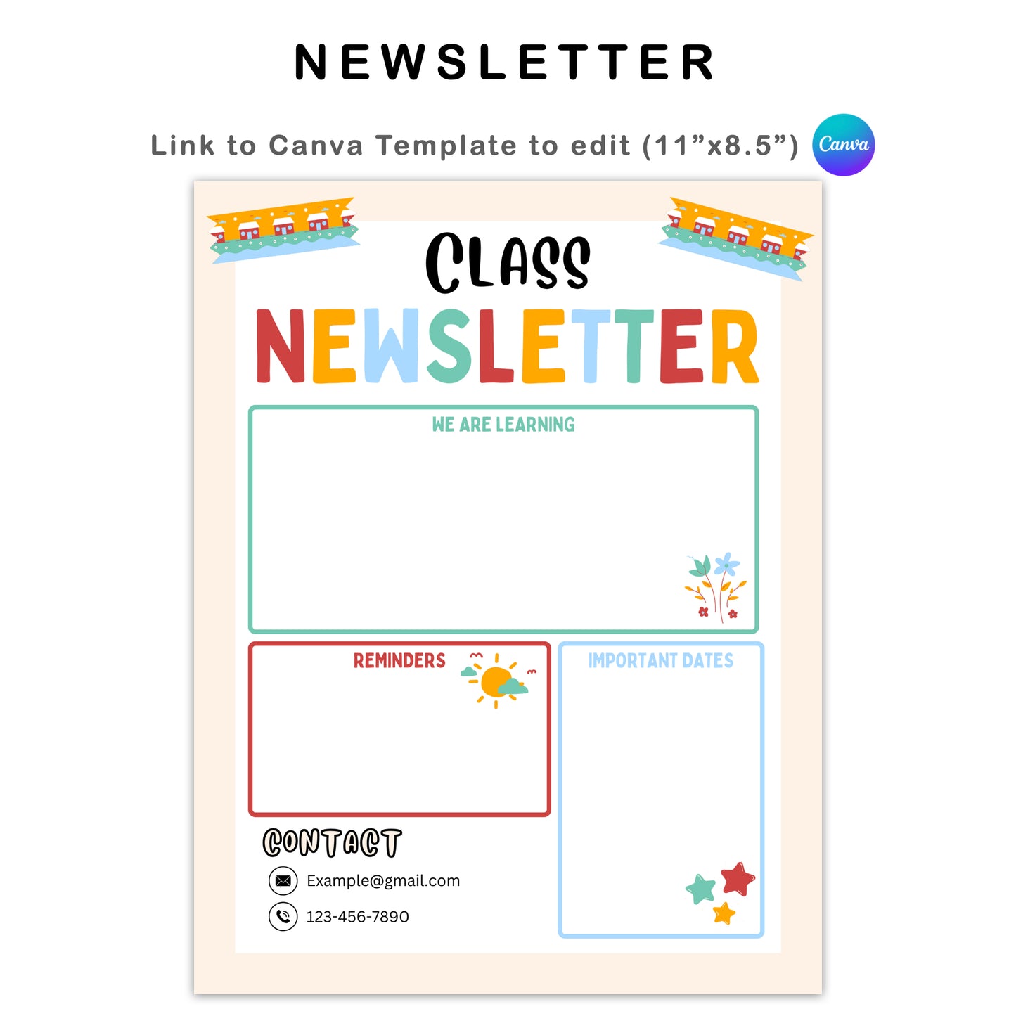 Classroom Newsletter - Colorful Doodle Theme | Editable
