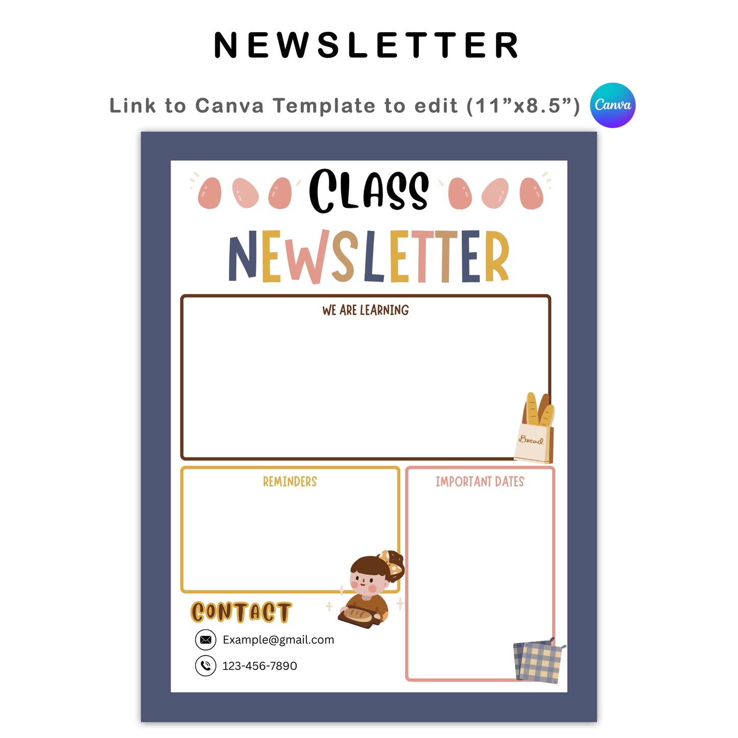 Classroom Newsletter - Brown Bakery Theme | Editable
