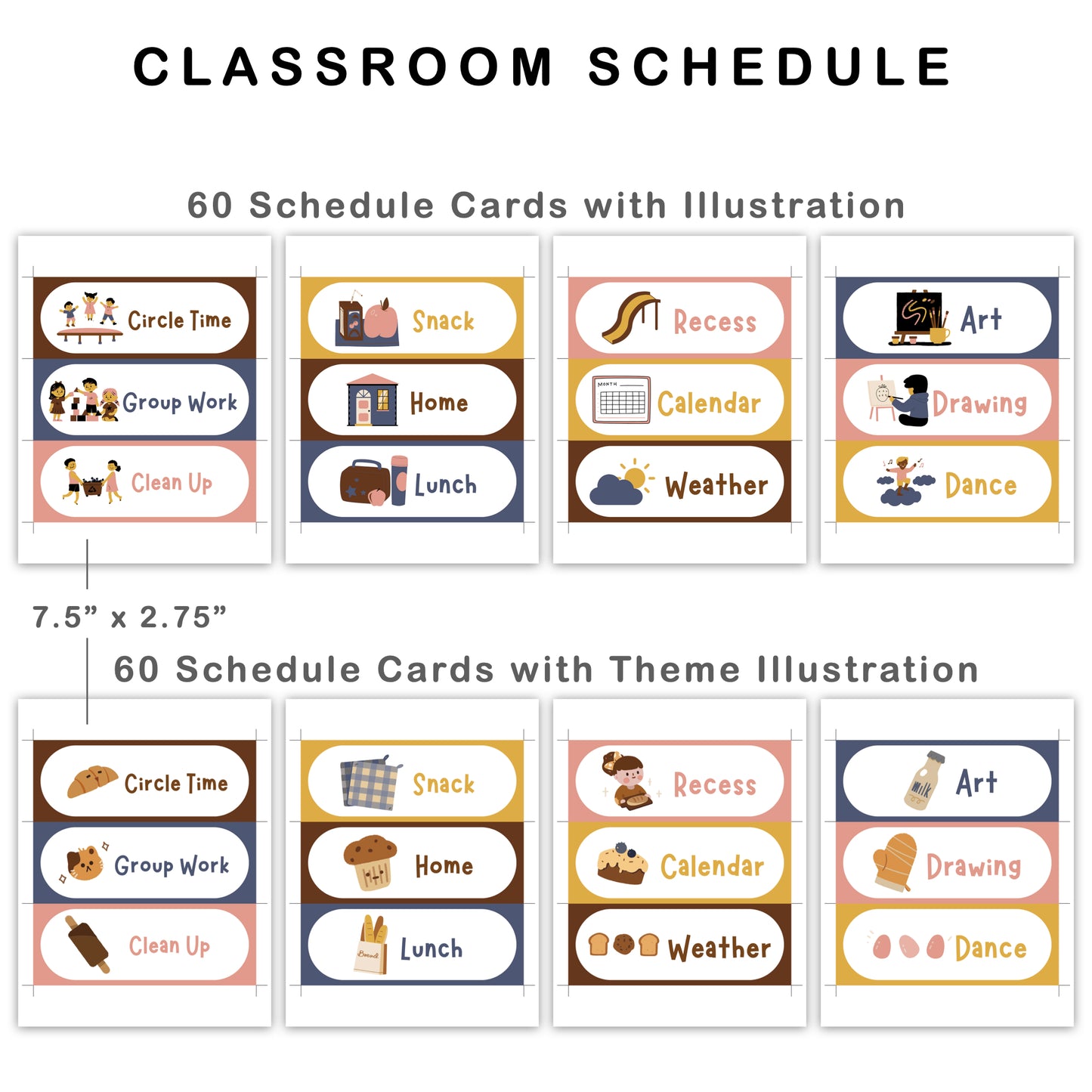 Classroom Schedule - Brown Bakery Theme | Editable