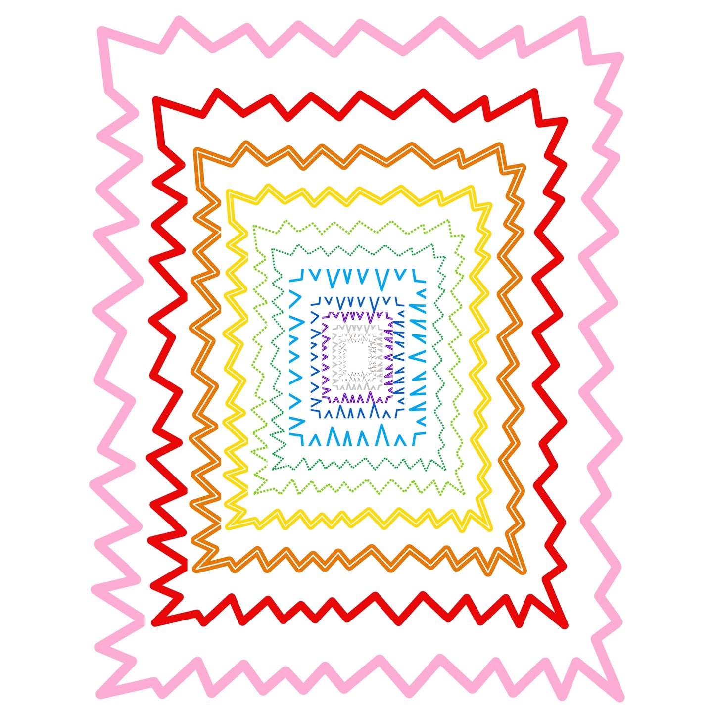 Border Clipart Set 36 - Colorful Zigzag - Page Borders and Frames