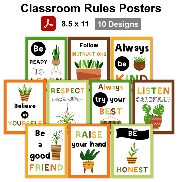 Classroom Rules Posters - Indoor Plants