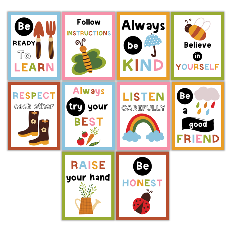 Classroom Rules Posters - Colorful Spring