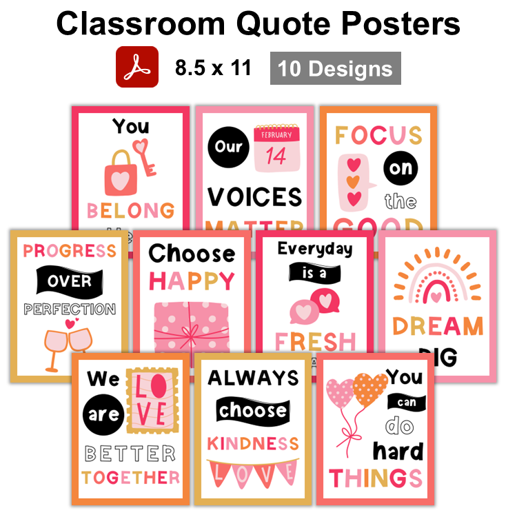 Classroom Quote Posters - Pink Valentine