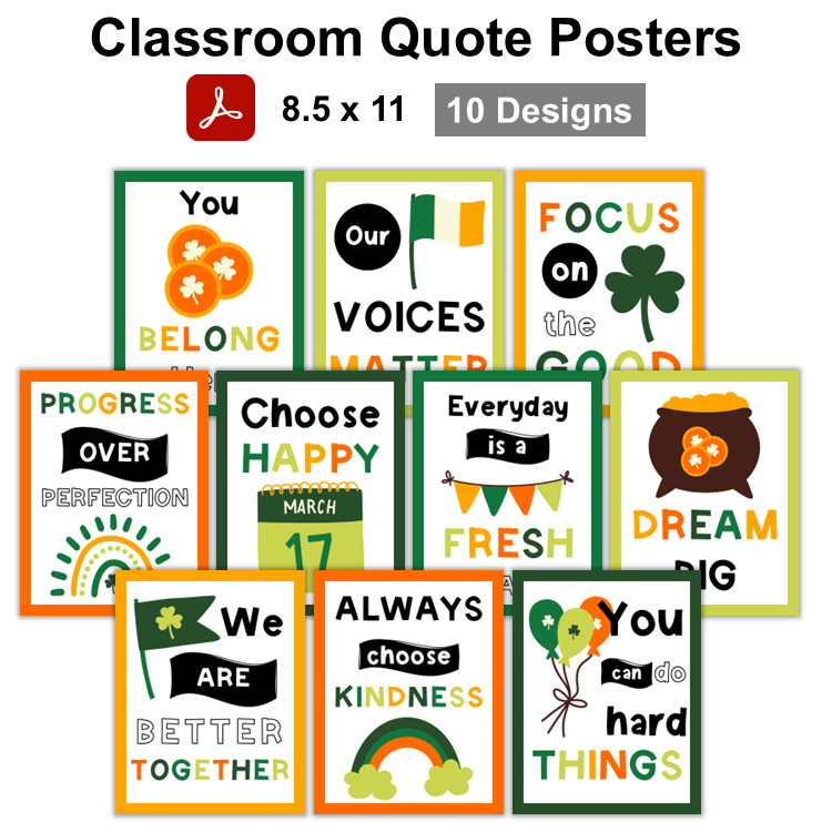 Classroom Quote Posters - St. Patrick's Day