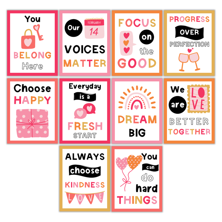 Classroom Quote Posters - Pink Valentine