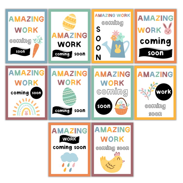 Amazing Work Coming Soon Posters - Happy Easter